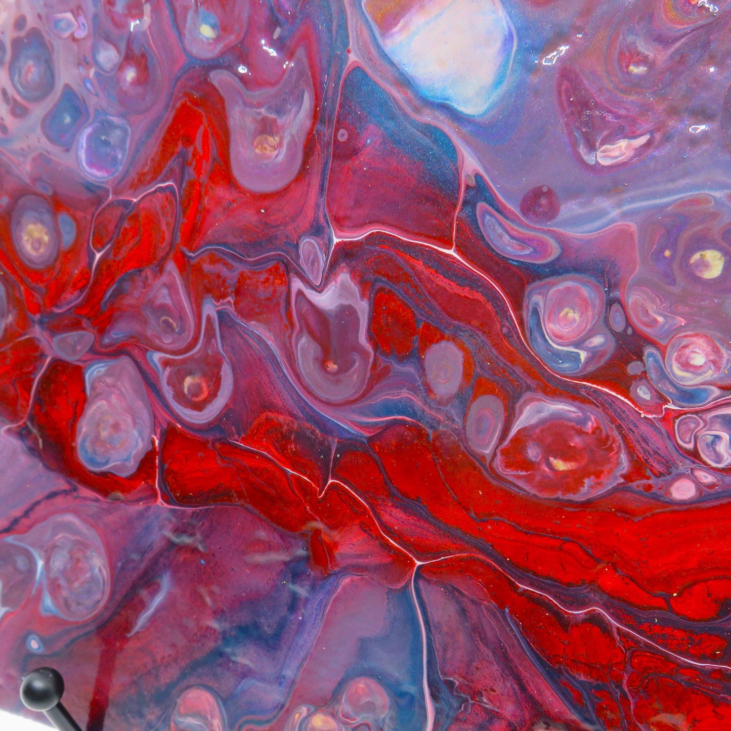 Stunning 6x6 Fluid Art Trivet or Wall Art - Recycled Porcelain Tile with Red, Purple, Blue, White Paint