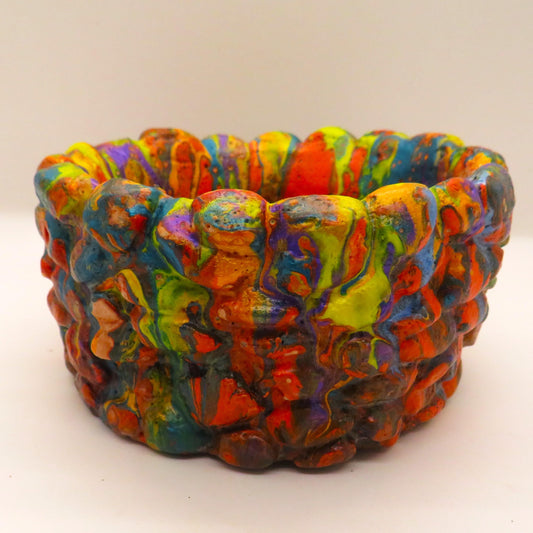 Handmade Acrylic Pour Cement Succulent Planter - Colorful Pebble Design - Customizable Colors