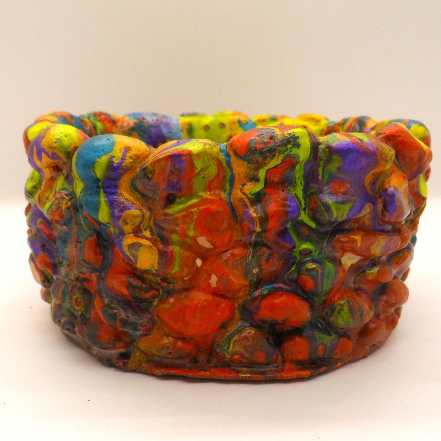 Handmade Acrylic Pour Cement Succulent Planter - Colorful Pebble Design - Customizable Colors