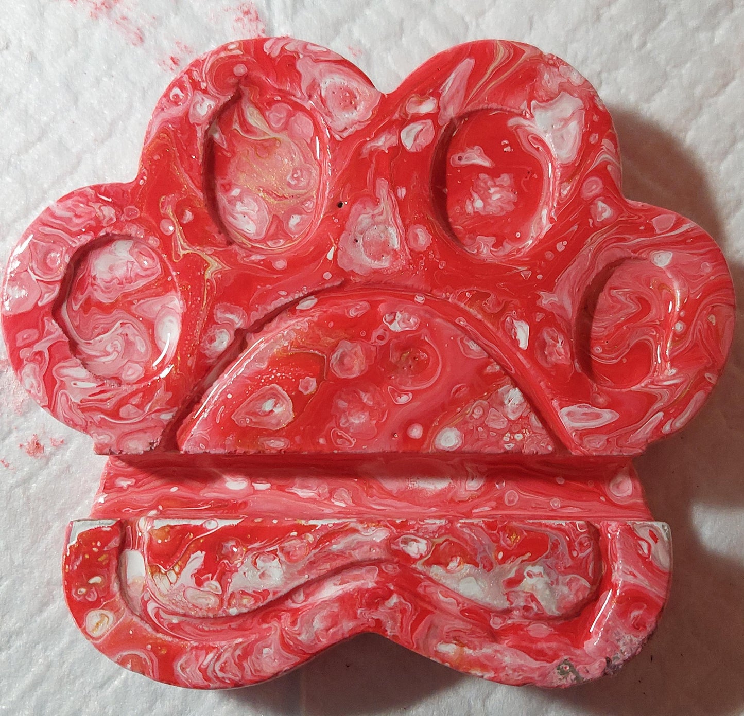 Handcrafted Paw Print Cement Phone or Card Holder - Multipurpose Desk Organizer for Pet Lovers