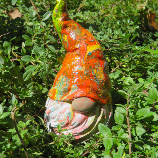 Handmade Pour Painted Gnome - Colorful Cement Decor for Autumn, Thanksgiving, Christmas, Year Round Garden Art