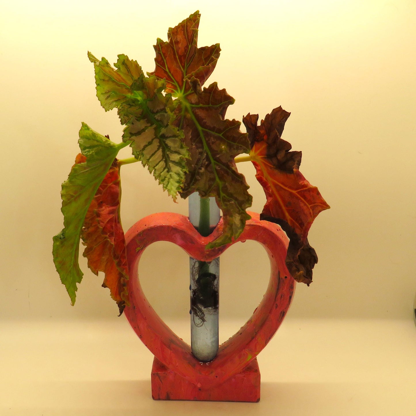 Hand-Painted Cement Heart Plant Test Tube Vase | Rooting Tube Holder | Unique Valentine's Gift for Plant Lovers