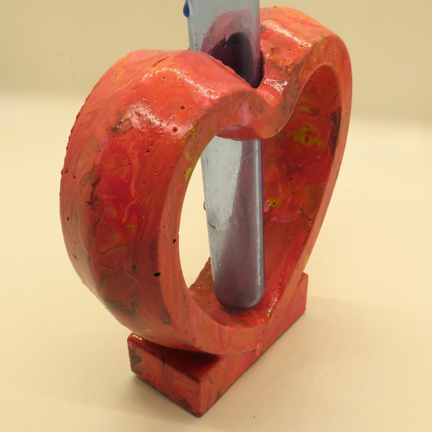 Hand-Painted Cement Heart Plant Test Tube Vase | Rooting Tube Holder | Unique Valentine's Gift for Plant Lovers