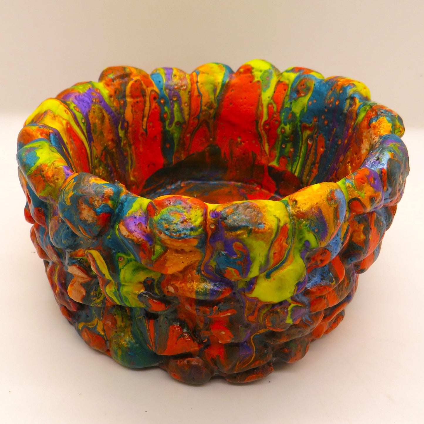 Handmade Acrylic Pour Cement Succulent Planter - Colorful Pebble Design - Customizable Colors