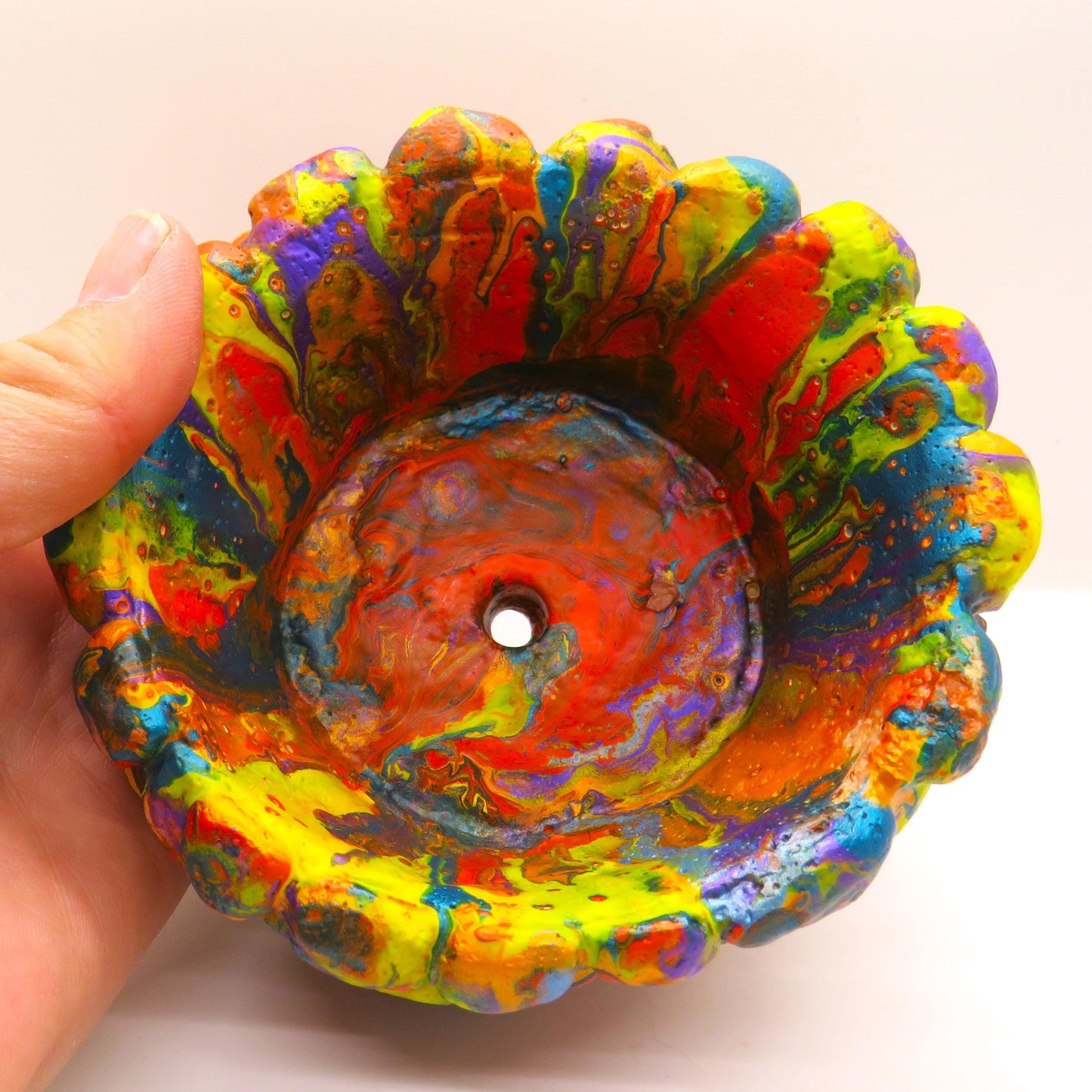 Handmade Acrylic Pour Cement Succulent Planter - Colorful Pebble Design - Customizable Colors