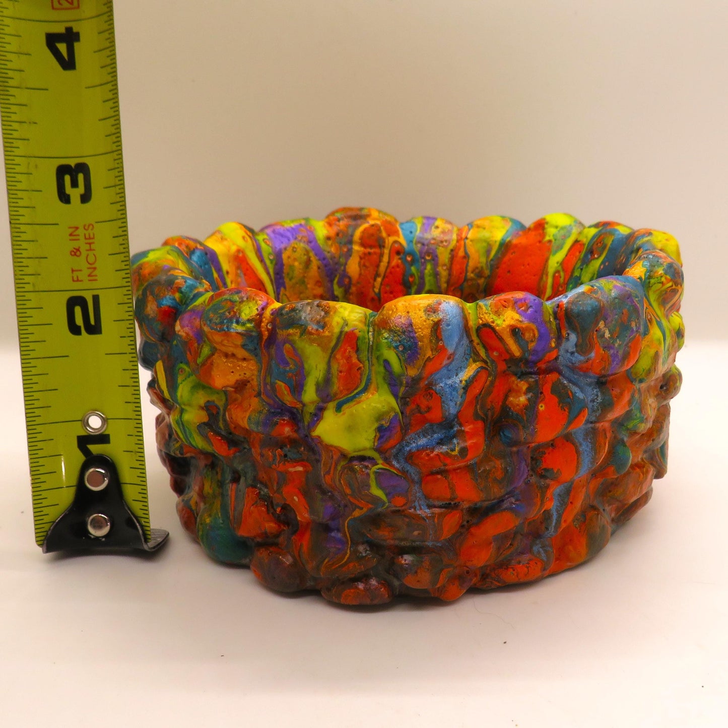 Handmade Acrylic Pour Cement Succulent Planter - Colorful Pebble Design - Customizable Colors