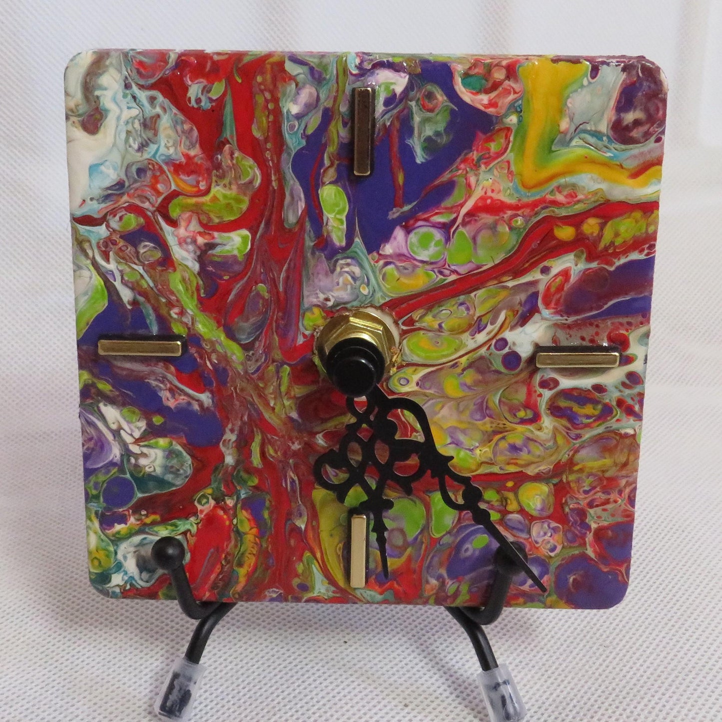 Bright Acrylic Pour Paint 4x4 Clocks Inspired by Cinco de Mayo | Unique Decor for Home Year-Round
