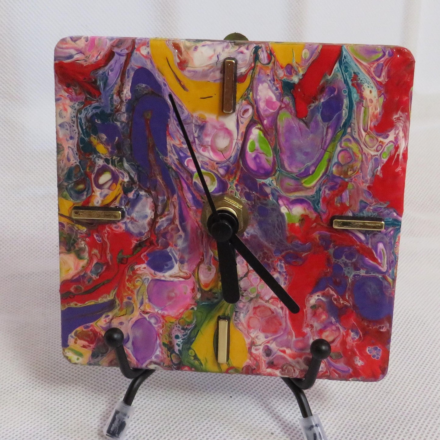 Bright Acrylic Pour Paint 4x4 Clocks Inspired by Cinco de Mayo | Unique Decor for Home Year-Round