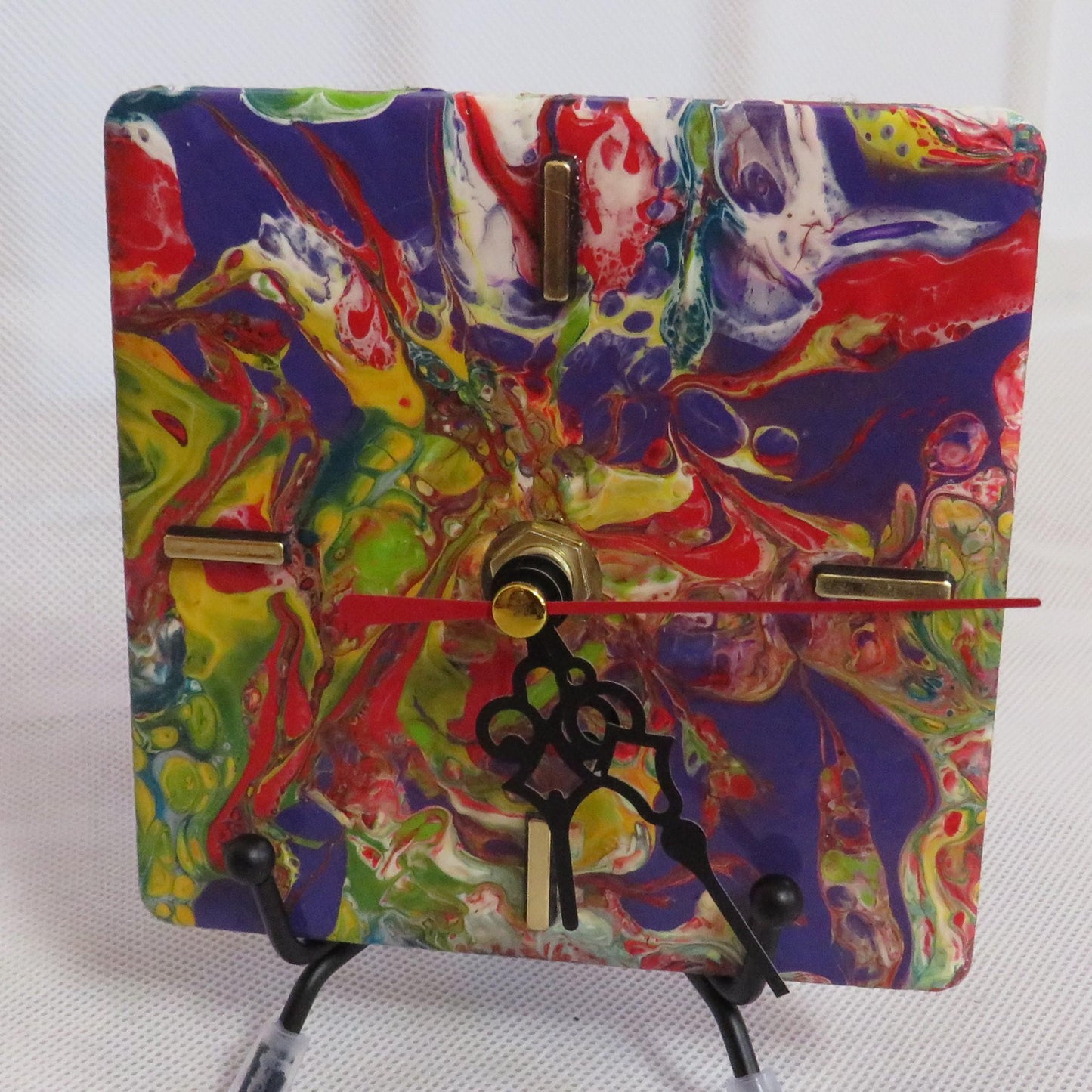 Bright Acrylic Pour Paint 4x4 Clocks Inspired by Cinco de Mayo | Unique Decor for Home Year-Round