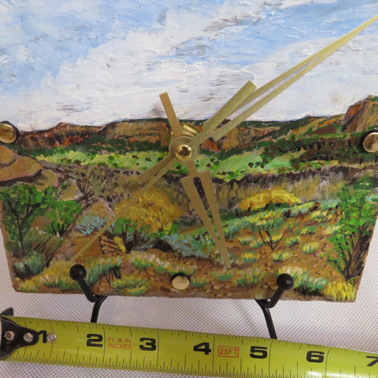 Hand Painted Mountain Clock on Recycled Tile – Autumn Colors, Rustler’s Loop Colorado Inspired, Wall/Table Clock, Habitat for Humanity