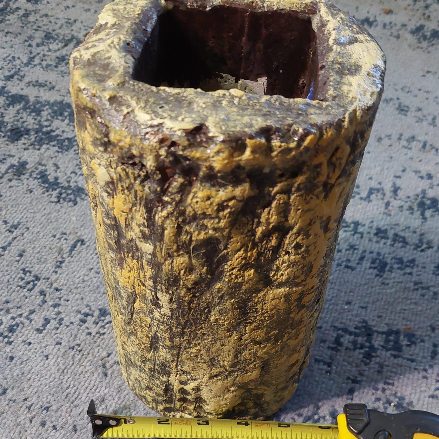 Rustic Hypertufa Planter - Handcrafted Antique Coffee Can Mold, Wood Finish, Indoor/Outdoor Use