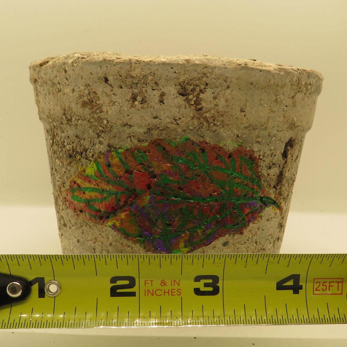 Handmade Rustic Hypertufa Pot with Fall Leaf Imprints - Ideal for Succulents - Unique Garden Decor